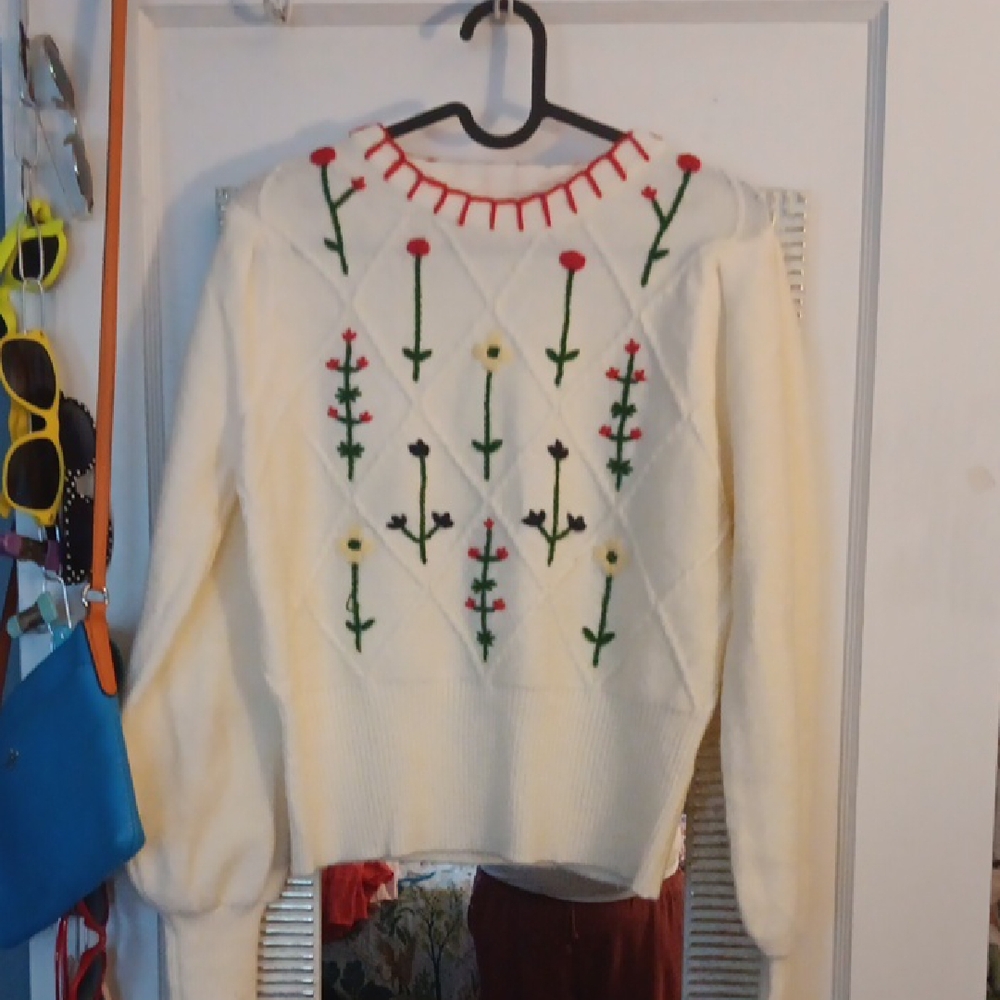 ME Makeover Essentials Cream Floral Sweater